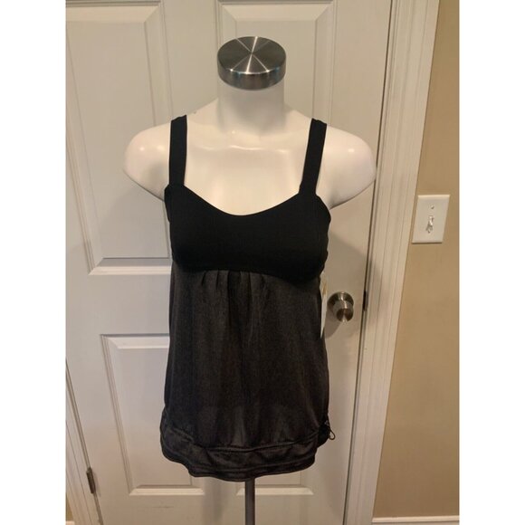 Lululemon Dark Gray Cinch Waist Tank Top W/ Sports Bra, Size 4 (US) - Picture 1 of 5